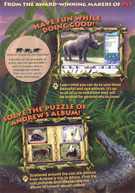 Inside Cover for Zoo Vet: Endangered Animals (Macintosh and Windows): Left