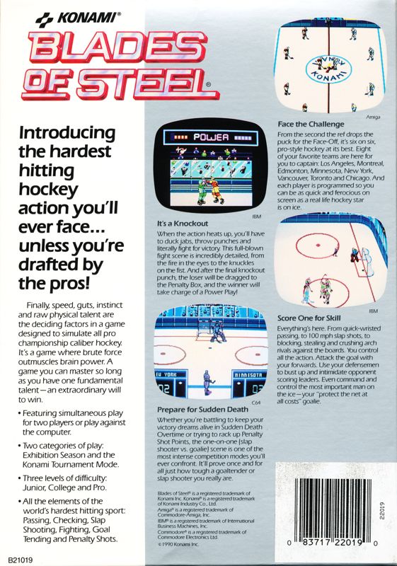 Back Cover for Blades of Steel (DOS)