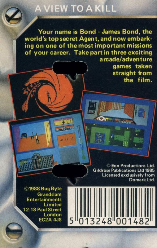 Back Cover for A View to a Kill: The Computer Game (ZX Spectrum)