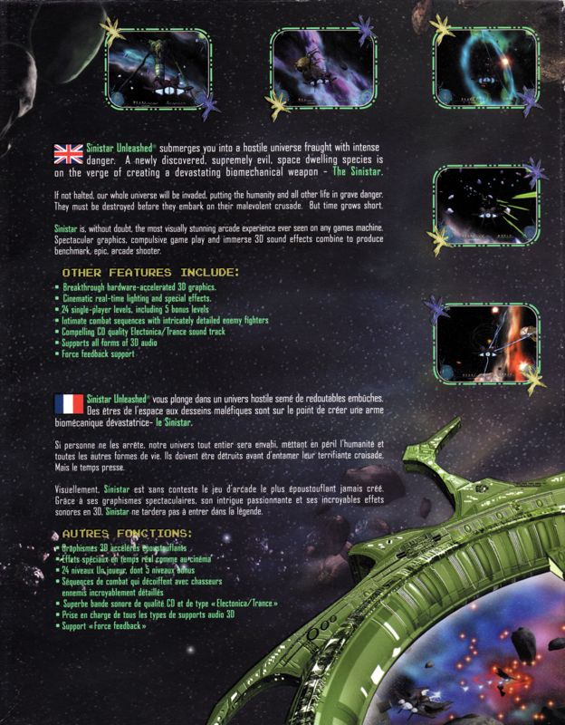 Inside Cover for Sinistar: Unleashed (Windows): Right Flap