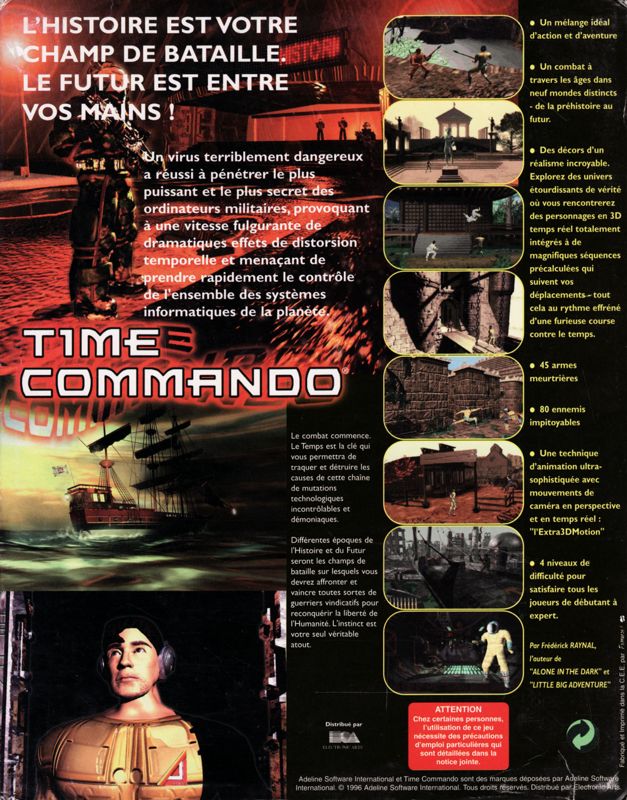 Back Cover for Time Commando (DOS and Windows)