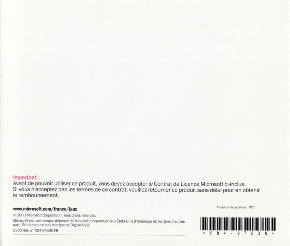 Other for Starlancer (Windows): Jewel Case - Back
