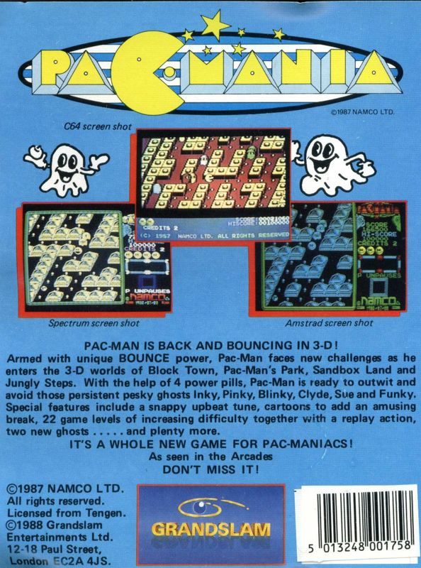 Back Cover for Pac-Mania (MSX)