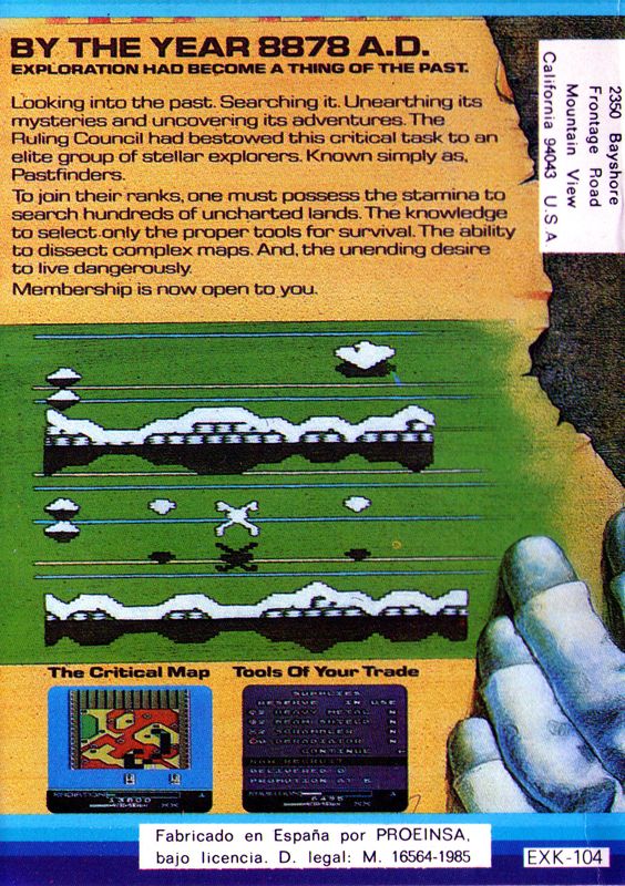Back Cover for Pastfinder (MSX)