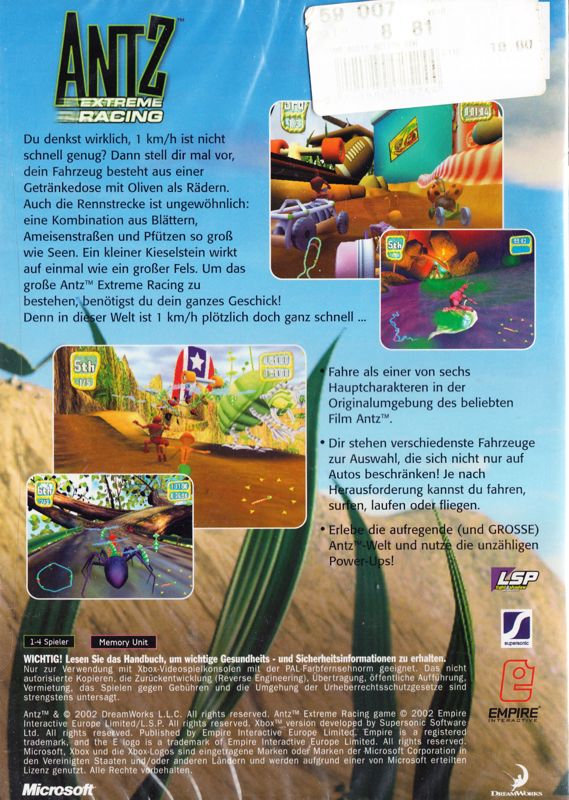 Back Cover for Antz Extreme Racing (Xbox)