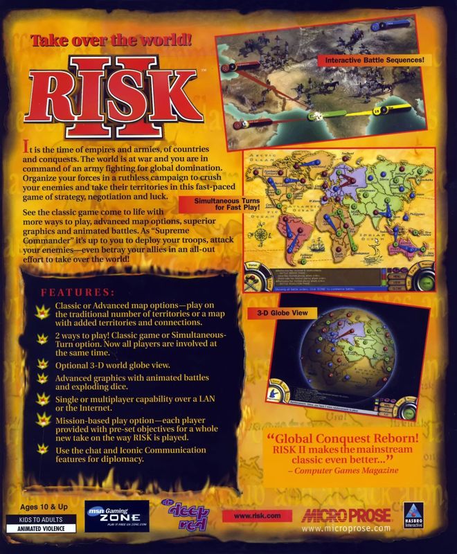 Back Cover for Risk II (Windows)