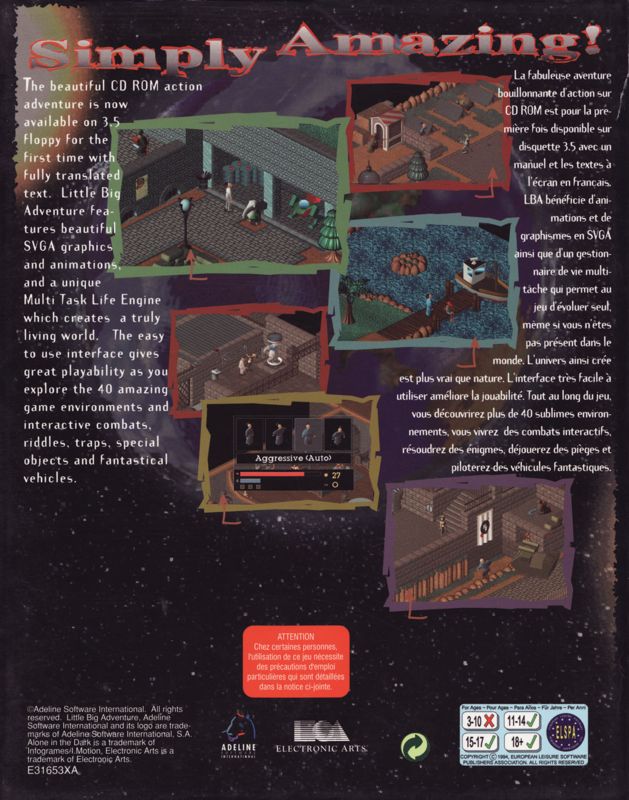 Back Cover for Relentless: Twinsen's Adventure (DOS) (3.5" disk release)