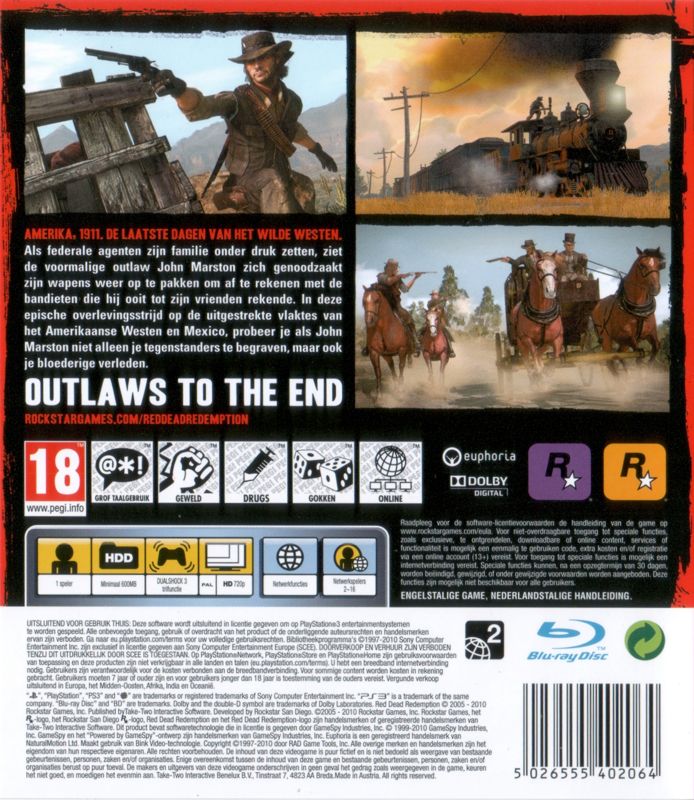 Back Cover for Red Dead Redemption (PlayStation 3)
