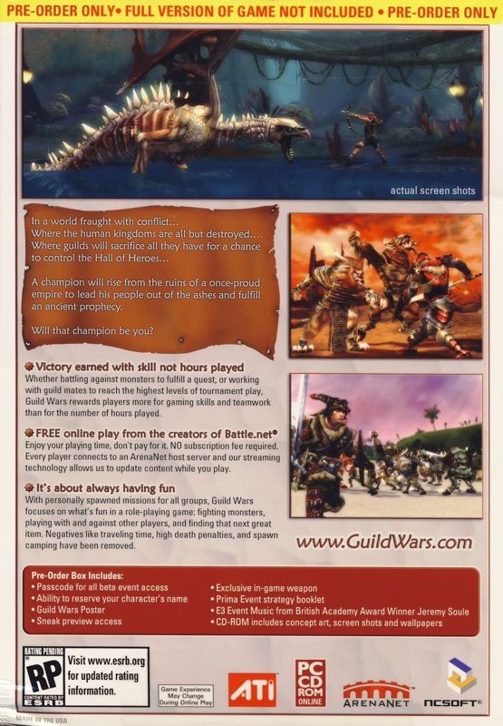 Back Cover for Guild Wars (Windows) (Pre-Order )