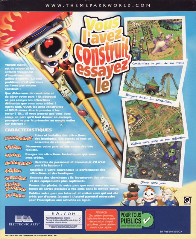 Back Cover for Sim Theme Park (Windows)
