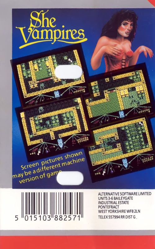 Back Cover for The Astonishing Adventures of Mr. Weems and the She Vampires (Commodore 64) (Alternative Software 199 Range release)