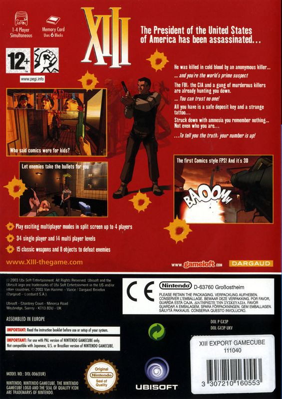Back Cover for XIII (GameCube)