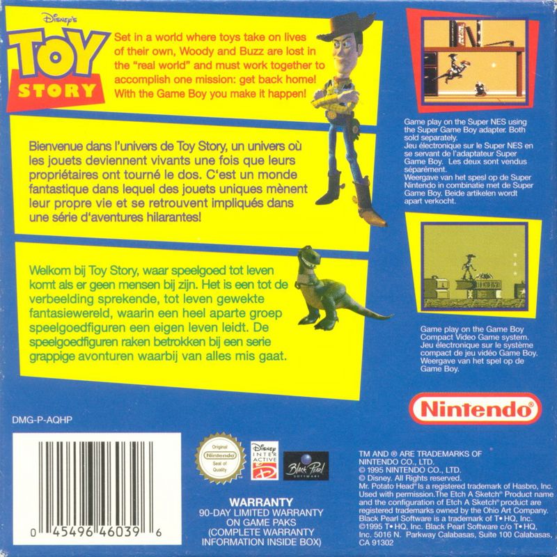 Back Cover for Disney's Toy Story (Game Boy)