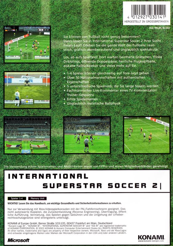 Back Cover for International Superstar Soccer 2 (Xbox)