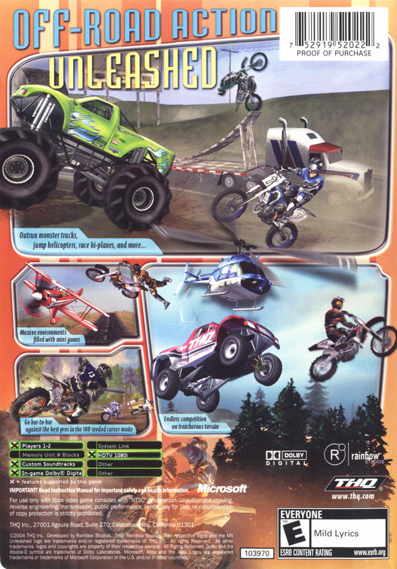 Back Cover for MX Unleashed (Xbox)