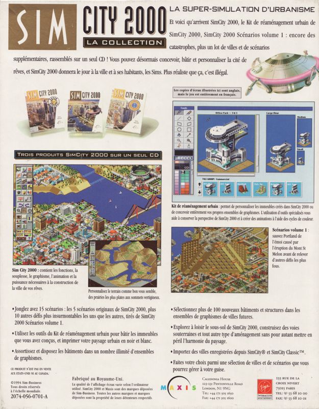 Back Cover for SimCity 2000: CD Collection (DOS and Macintosh and Windows and Windows 3.x)