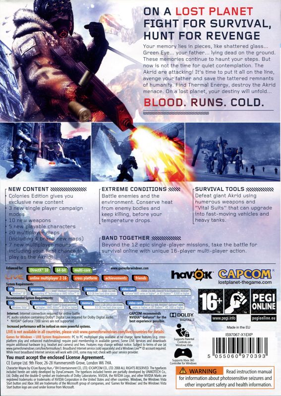 Lost Planet: Extreme Condition - Colonies Edition cover or packaging ...