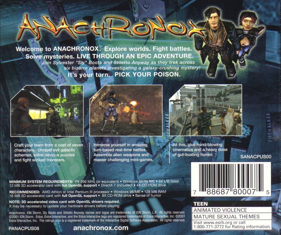 Other for Anachronox (Windows): Jewel Case - Back