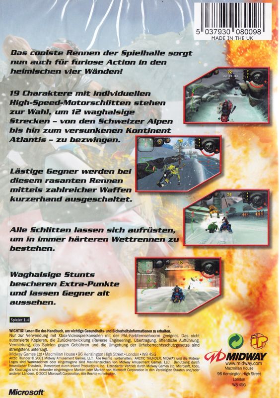 Back Cover for Arctic Thunder (Xbox)