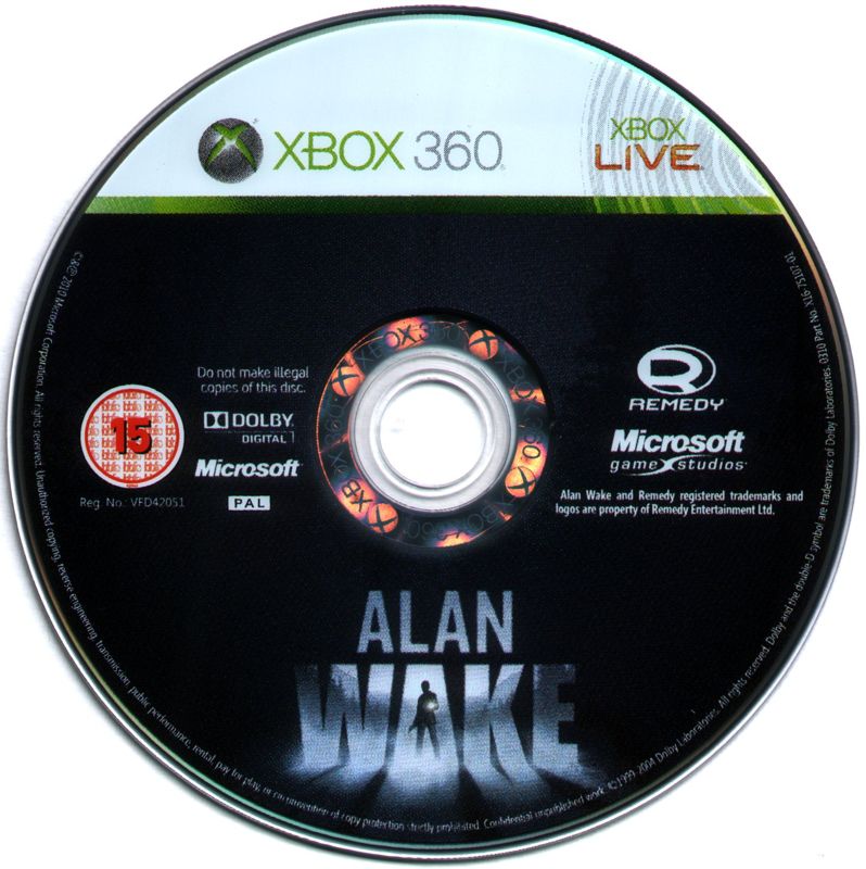 Media for Alan Wake (Limited Collector's Edition) (Xbox 360): Game Disc