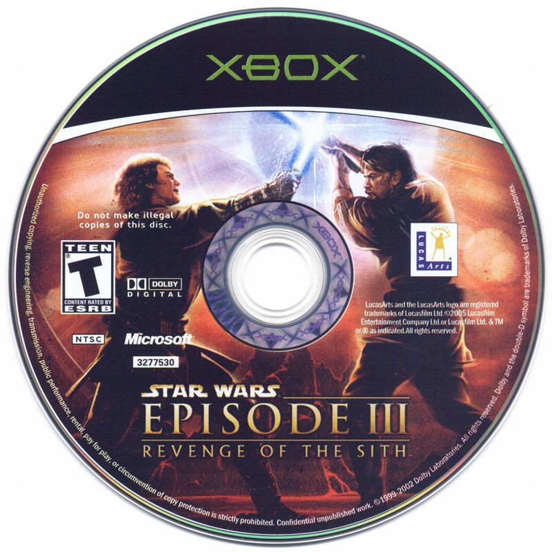 Media for Star Wars: Episode III - Revenge of the Sith (Xbox)