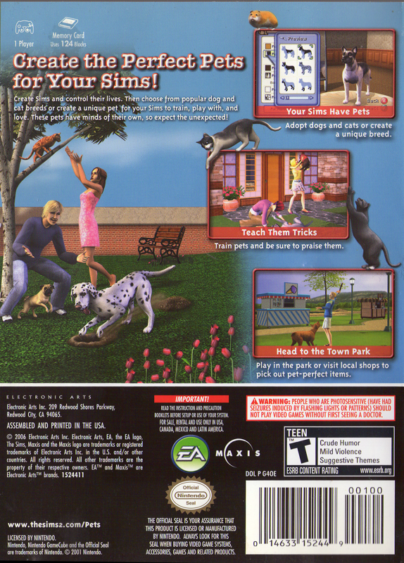 Back Cover for The Sims 2: Pets (GameCube)