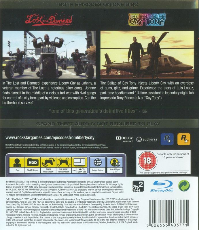 Grand Theft Auto: Episodes from Liberty City cover or packaging