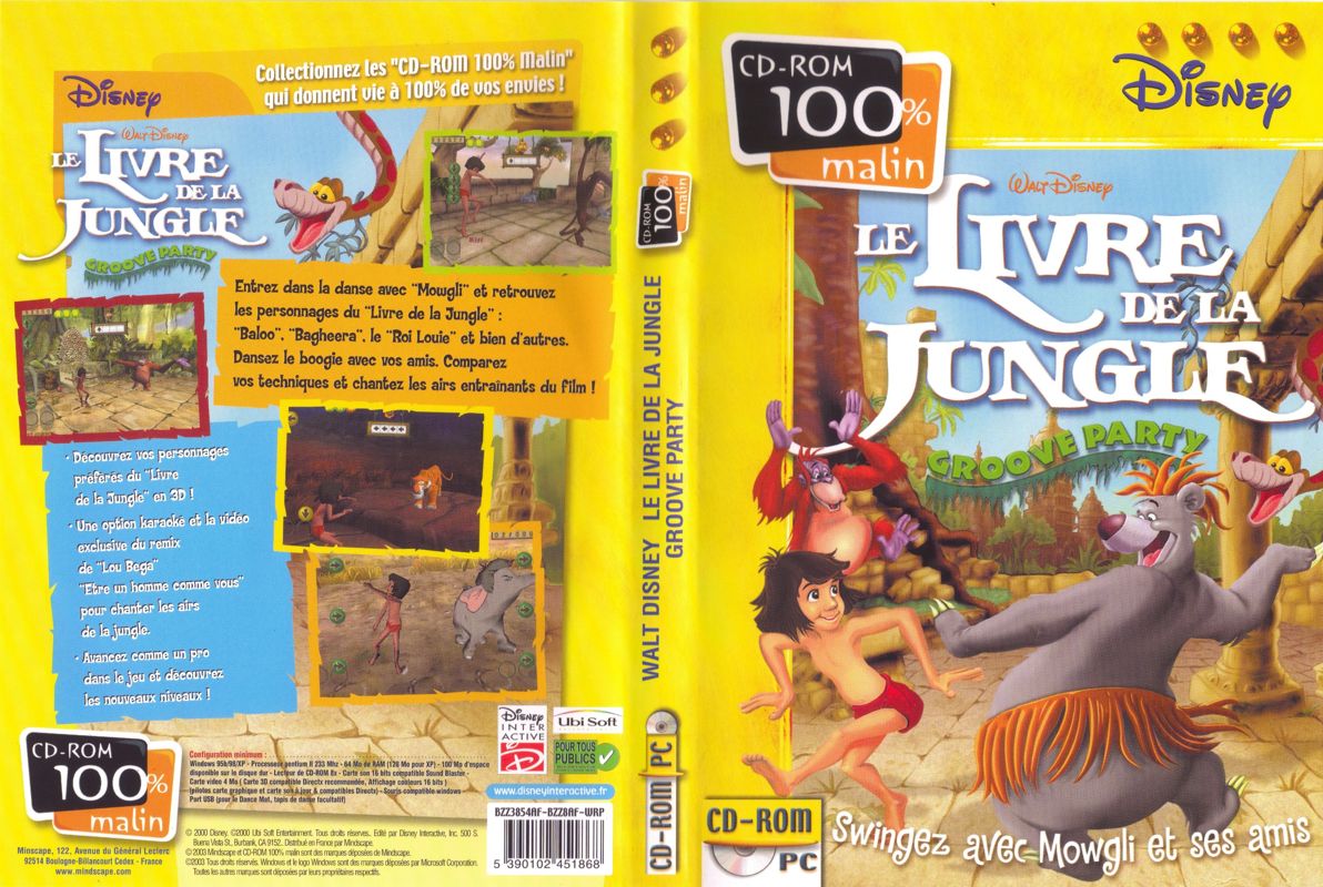 Full Cover for Walt Disney's The Jungle Book: Rhythm n' Groove (Windows) (CD-ROM 100% Malin release (Mindscape 2003))