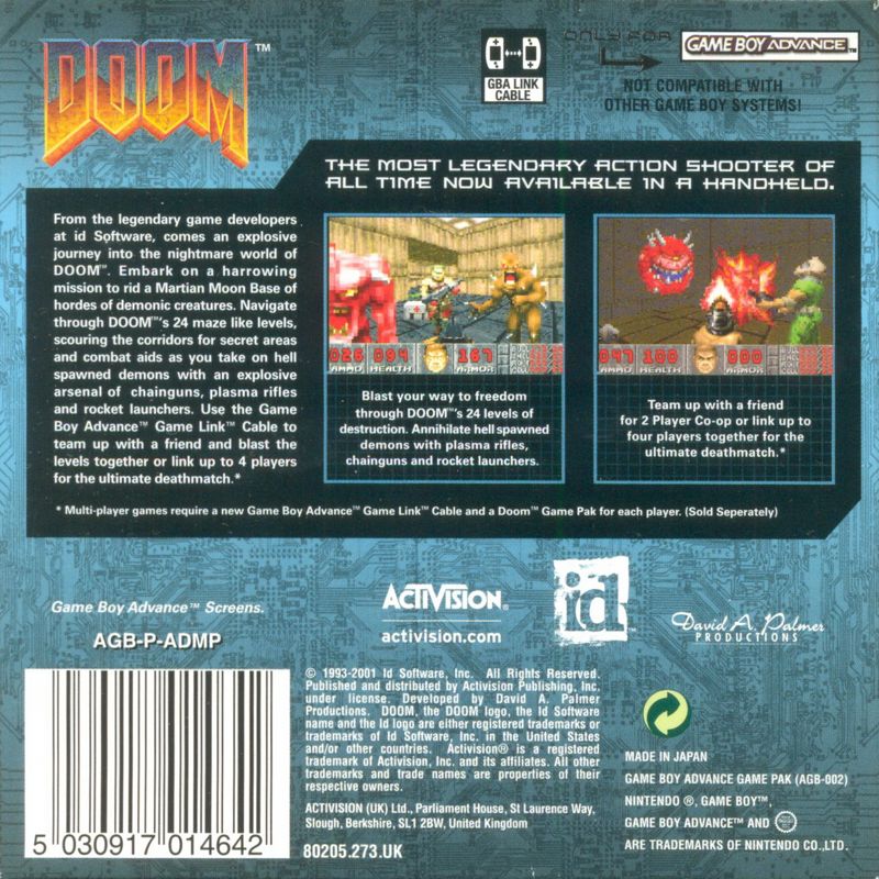 Back Cover for Doom (Game Boy Advance)