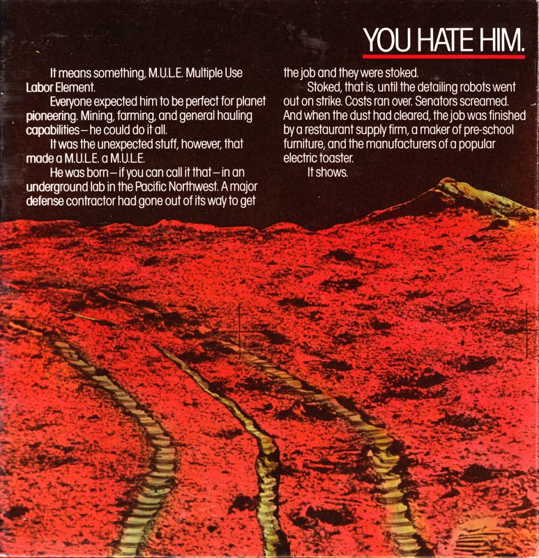 Inside Cover for M.U.L.E. (Atari 8-bit)