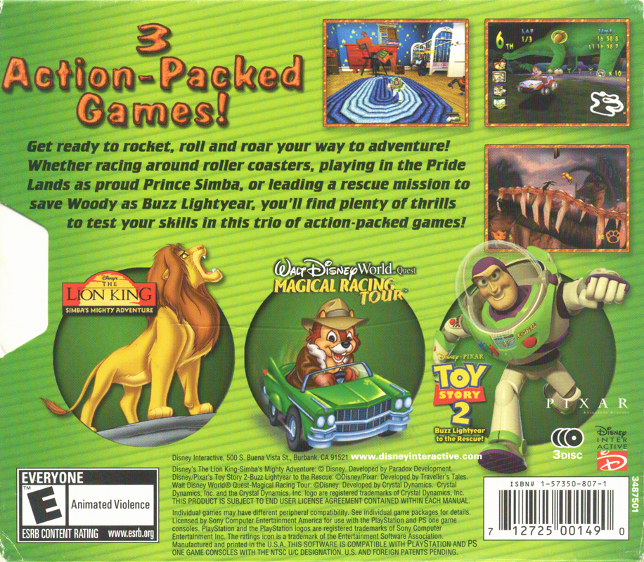 Back Cover for Collectors' Edition: The Lion King / Toy Story 2 / Magical Racing Tour (PlayStation)