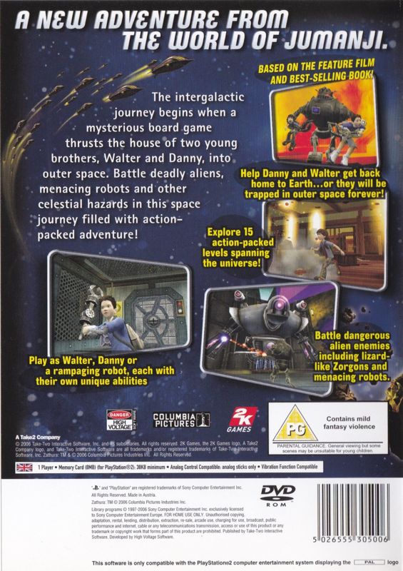 Back Cover for Zathura (PlayStation 2)