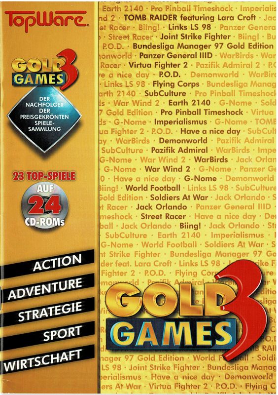 Manual for Gold Games 3 (DOS and Windows): Front