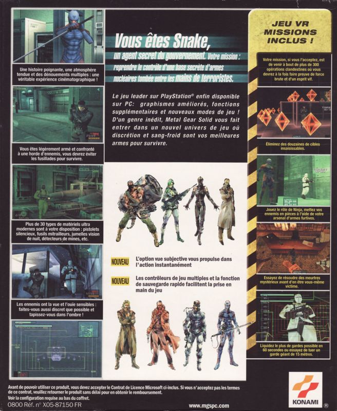Back Cover for Metal Gear Solid (Windows)