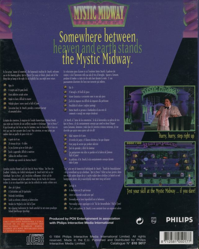 Back Cover for Mystic Midway: Rest in Pieces (DOS)