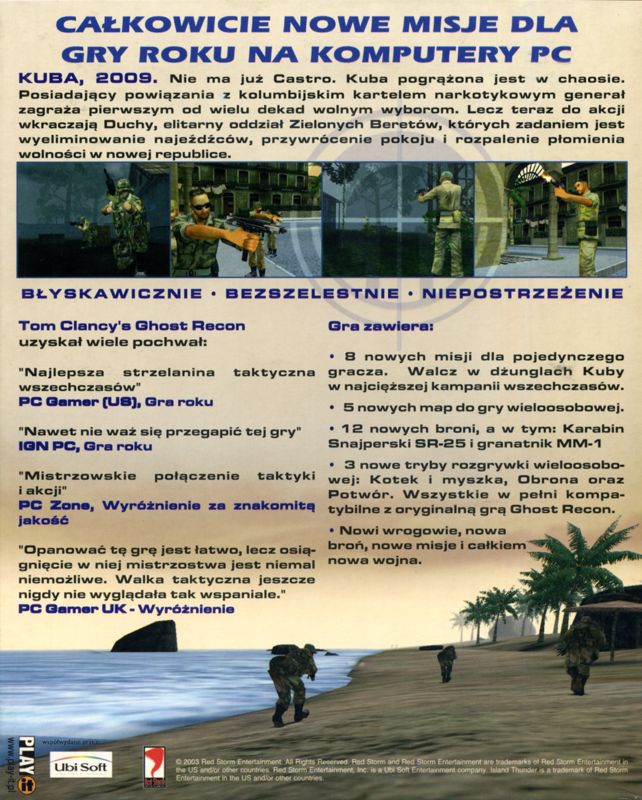 Back Cover for Tom Clancy's Ghost Recon: Island Thunder (Windows)