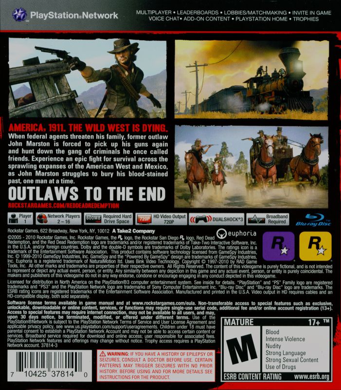 Other for Red Dead Redemption (Special Edition) (PlayStation 3): Keep Case - Back