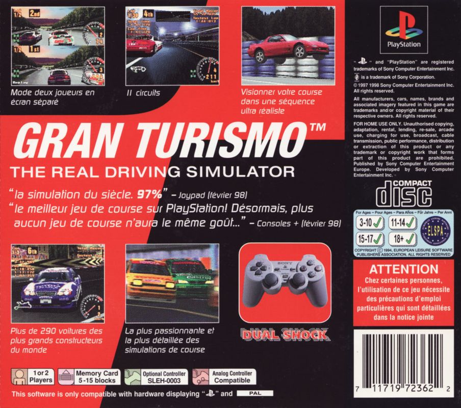 Back Cover for Gran Turismo (PlayStation)