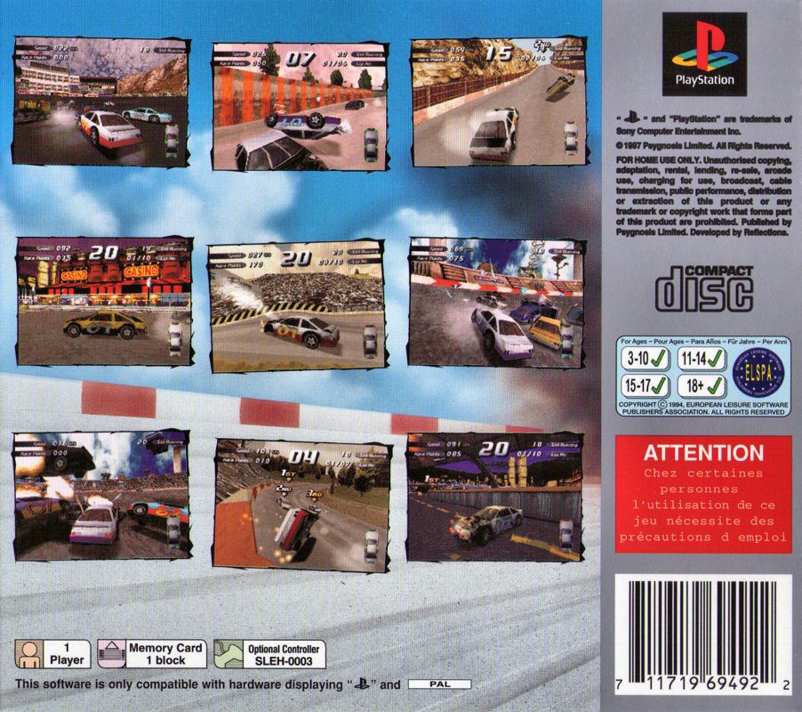 Back Cover for Destruction Derby 2 (PlayStation) (Platinum release)