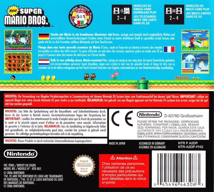Back Cover for New Super Mario Bros. (Nintendo DS) (Re-release)