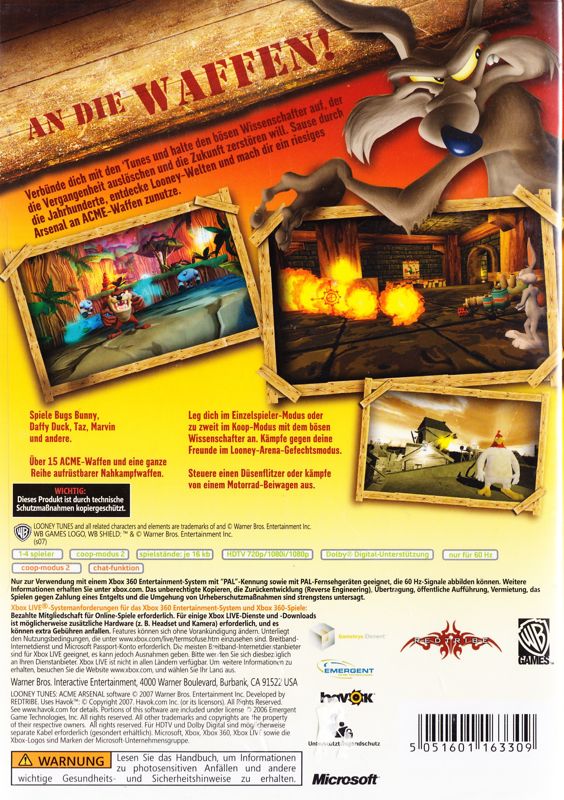 Back Cover for Looney Tunes: Acme Arsenal (Xbox 360)