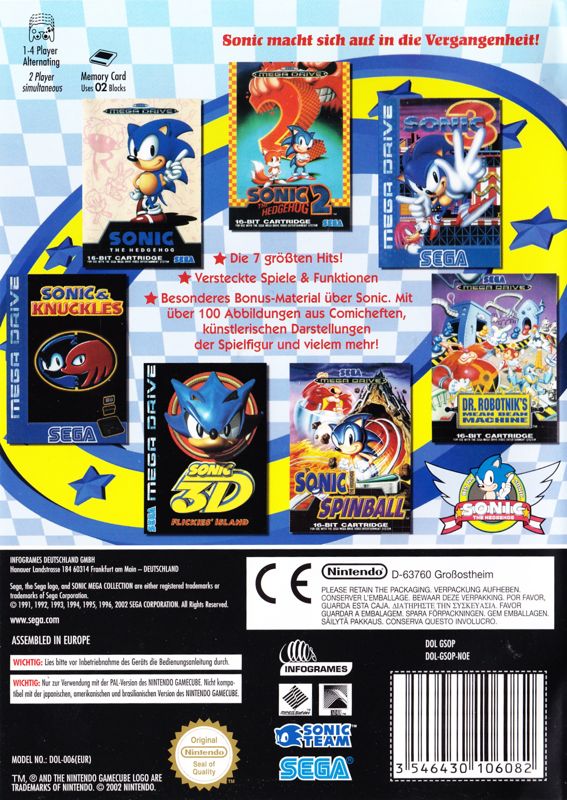 Back Cover for Sonic Mega Collection (GameCube)