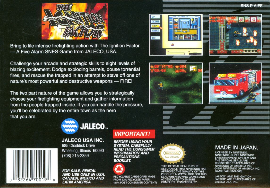 Back Cover for The Ignition Factor (SNES)