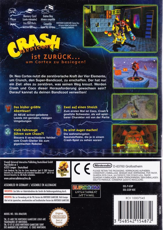 Back Cover for Crash Bandicoot: The Wrath of Cortex (GameCube)