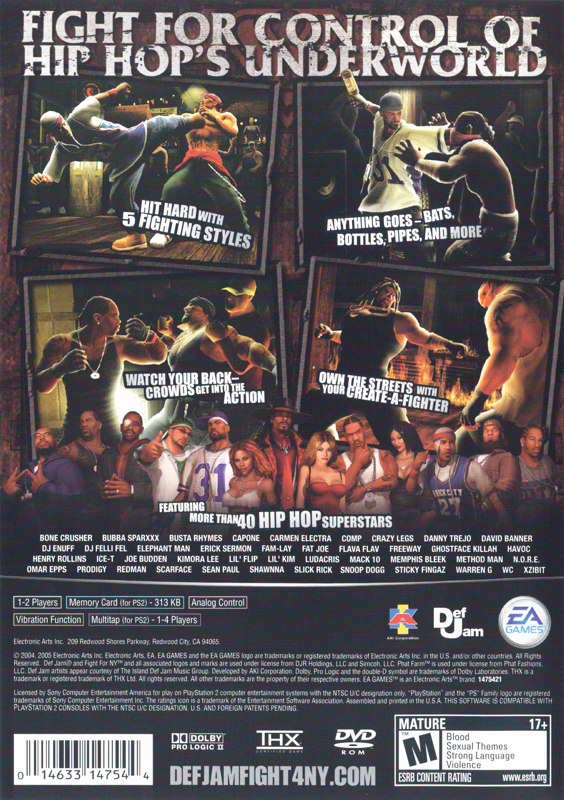 Back Cover for Def Jam: Fight for NY (PlayStation 2) (Greatest Hits release)