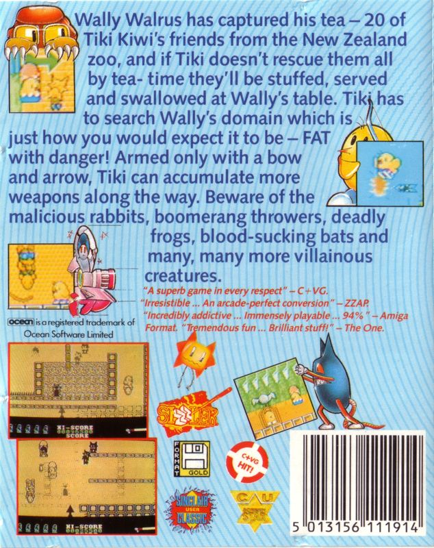 Back Cover for The New Zealand Story (ZX Spectrum)