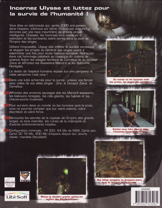 Back Cover for Planet of the Apes (Windows)
