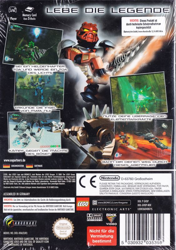 Back Cover for Bionicle (GameCube)
