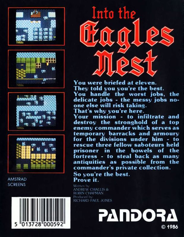 Back Cover for Into the Eagle's Nest (Commodore 64)