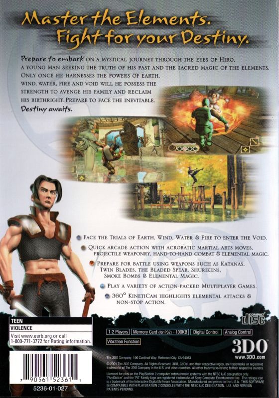 Back Cover for Godai: Elemental Force (PlayStation 2)